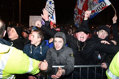 Sack The Board Rangers Fans Storm Ibrox After Match With Hearts Is Postponed Daily Mail Online