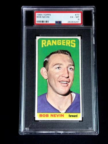 Bob Nevin 1964 Topps Tall Boy Hockey Card 77 Psa 6 Ex Nm 1964 65 Ny