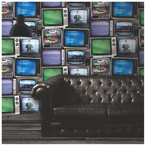 Tvs Television Wallpaper Black Multicoloured 102553 Novelty