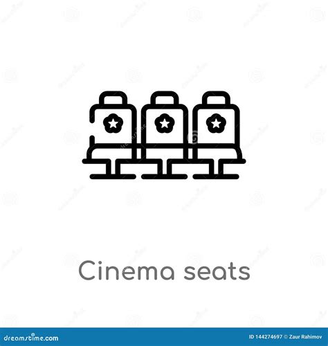 Outline Cinema Seats Vector Icon Isolated Black Simple Line Element