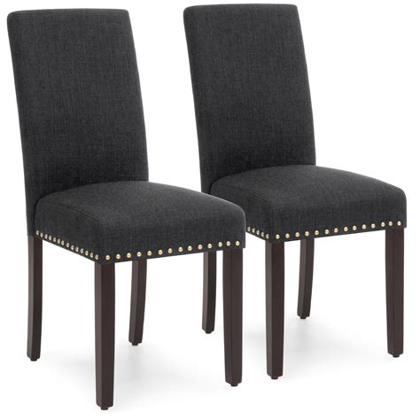 This exquisite style offers a regal atmosphere to any dining set. Best Choice Products Set of 2 Upholstered Fabric High Back ...