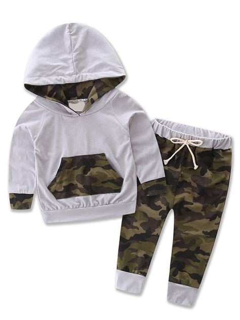 Stylesilove Stylesilove Infant Baby Boy Camouflage Hoodie Top And