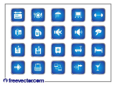 Blue Square Icons Vector Art And Graphics