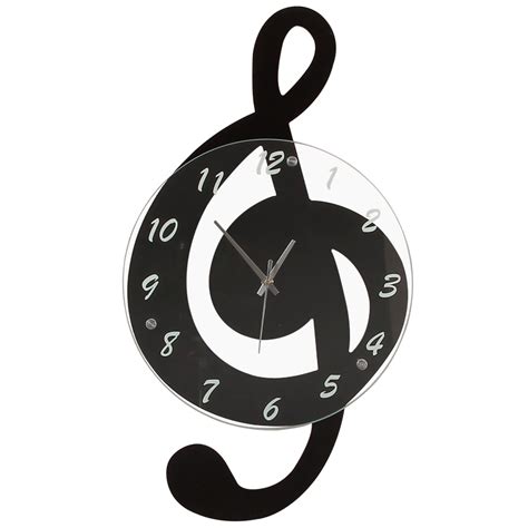 Clock hands have a distressed finish. Music room wall clock fashion creative personality quartz ...