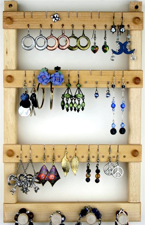 Jewelry Display Wood Earring Holder Basswood Hanging Etsy