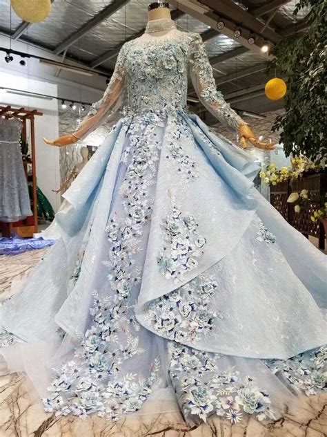 Blue Bridal One Shoulder Slim Simple Luxury Trailing Wedding Dress