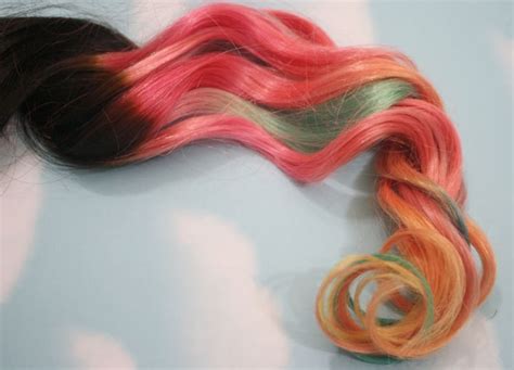 Sunset Ombre Dip Dyed Hair Clip In Hair Extensions Tie Dye Etsy