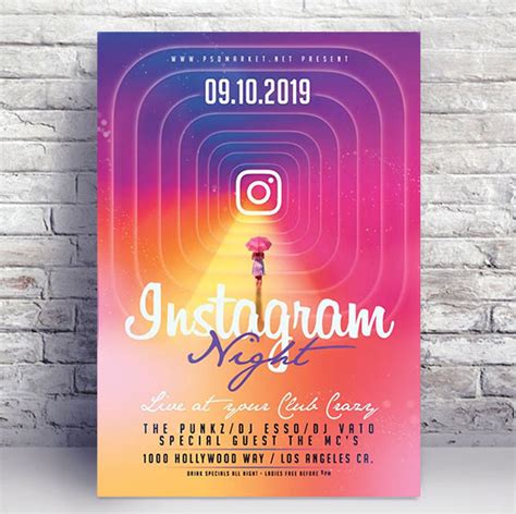 Instagram Night Flyer Premium Flyer Psd Template Flyer And Poster