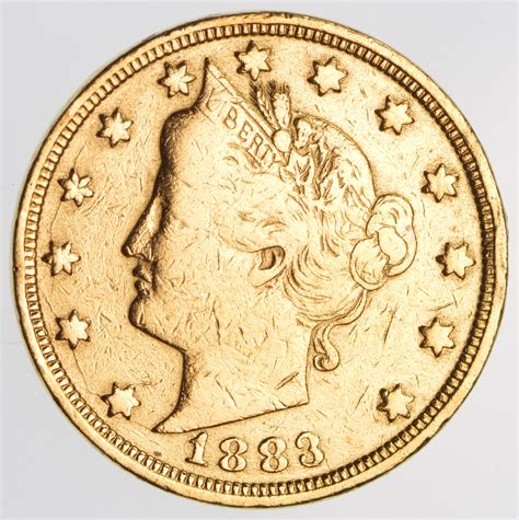 1883 24k Gold Plated Racketeer Liberty V Nickel Great History
