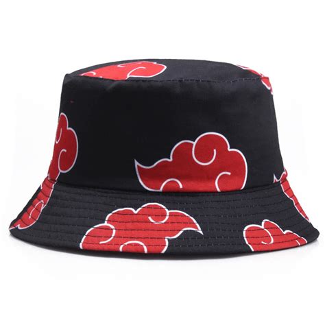 Unisex Naruto Bucket Hat Red Akatsuki Cloud Embroidery Hats Naruto