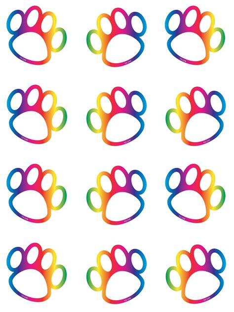 Rainbow Paw Prints Mini Accents Tcr5398 Teacher Created Resources