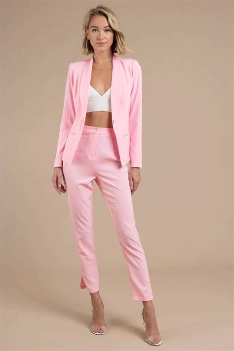 The Risky Business Fitted Light Pink Blazer Designed By Tobi Features A Lightweight Polyester