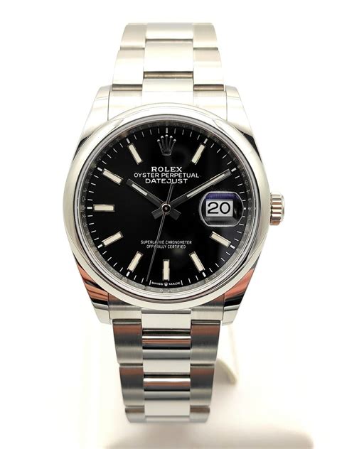 Rolex Datejust 36 Black Dial Smooth Bezel Stainless Steel 126200