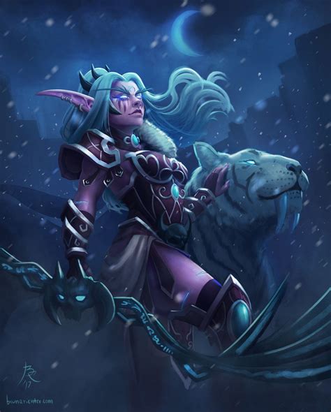 Illustration De Bruna Richter Night Elf Warcraft Art World Of