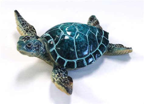 575 Blue Resin Sea Turtle Figurine Nautical Sea Decor California