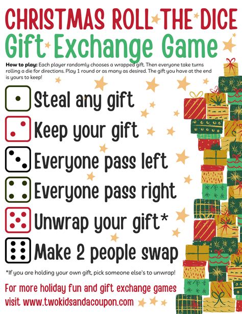 Free Printable Christmas Dice Game For T Exchanges