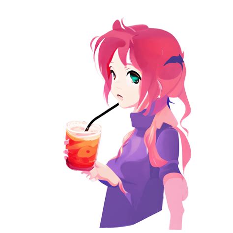 Anime Meisje Drinkt Boba Thee Creative Fabrica