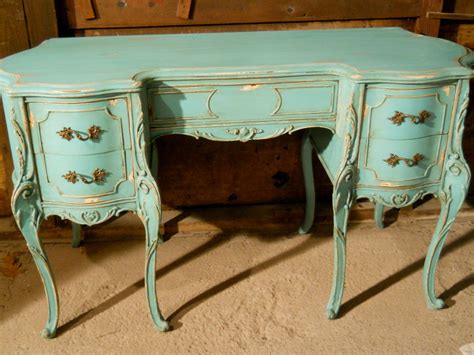 Vintage French Provincial Hand Painted Aqua Desk Reserved French