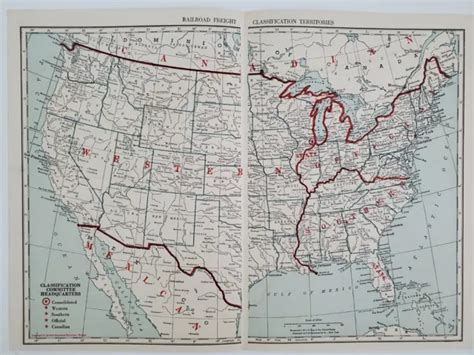 1940s Railroad Freight Classification Territories Boundaries Vintage