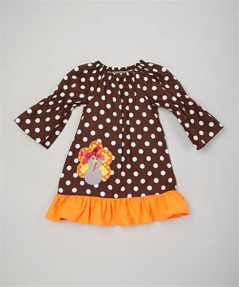 Look At This Brown And Orange Polka Dot Turkey Dress Infant Toddler