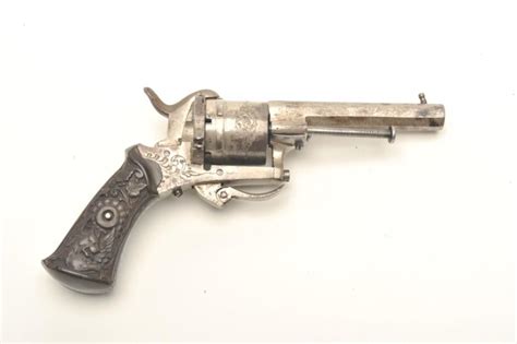 Engraved Pinfire Revolver With Folding Trigger 7mm 325 Octagon