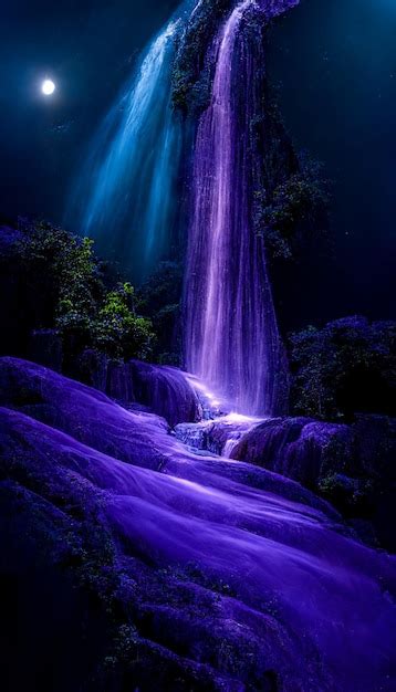 Premium Ai Image Purple Waterfall Wallpapers That Are Out Of This World