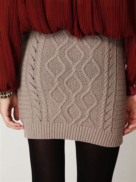 Free People Cable Knit Bodycon Sweater Skirt In Gray Lyst
