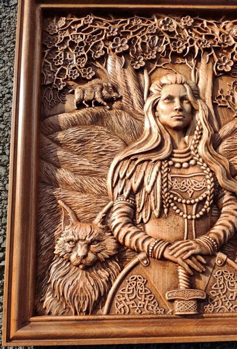 Norse Goddess Freyja Home Decor Wood Carving Viking Mythology Etsy Norse Goddess Norse