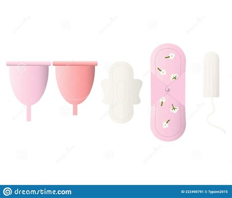 Menstruation Themeperiodvarious Feminine Hygiene Productsvector