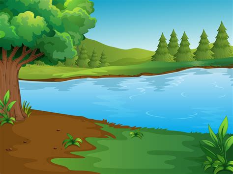 River Scene With Trees And Hills 454694 Download Free