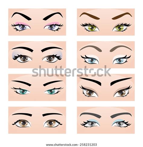 Collection Female Eyes Eyebrows Different Shapes Vector De Stock