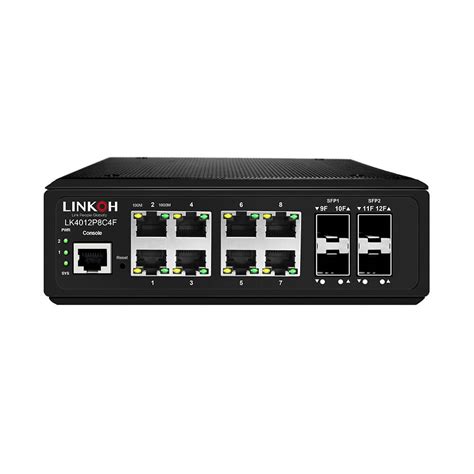 Industrial 12 Ports Ethernet Switch Managed With 8 Port Gigabit Rj45