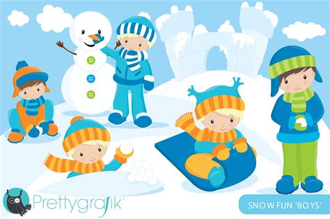 Kids Playing In Snow Clip Art