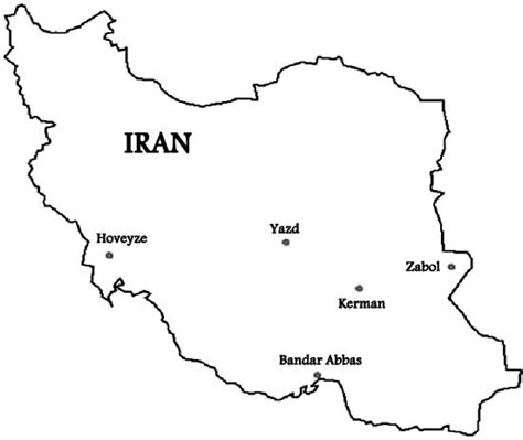 Map Of Iran Sampling Locations Included Yazd Hoveyze Zabol Kerman