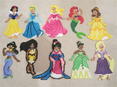 Disney Princesses In 2020 Perler Bead Disney Perler Bead Art Diy