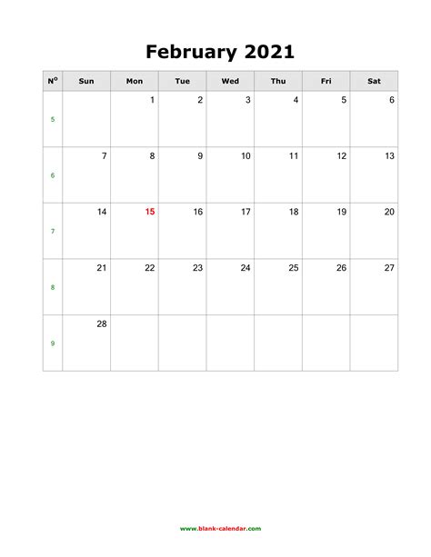 February 2021 Calendar Printable Vertical Free Download February 2021