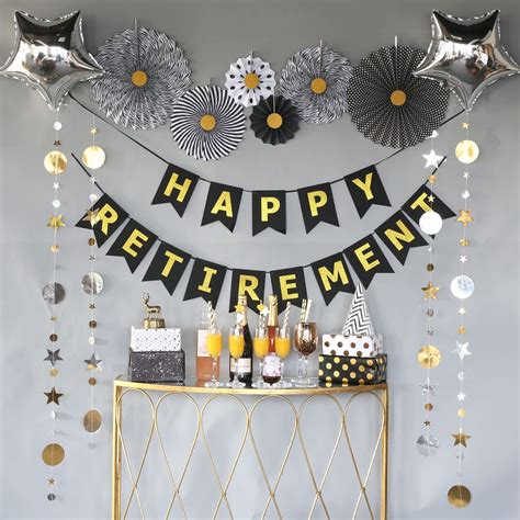 Retirement Party Decorations Supplies Black And Gold Happy Retirement