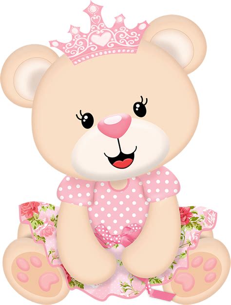 A Pink Teddy Bear With A Tiara On Its Head And Paws Sitting In Front