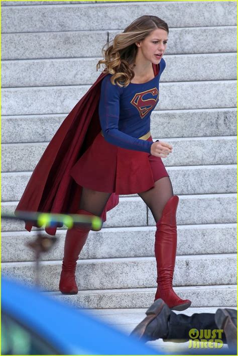 Melissa Benoist Is All Smiles While Filming Supergirl Photo