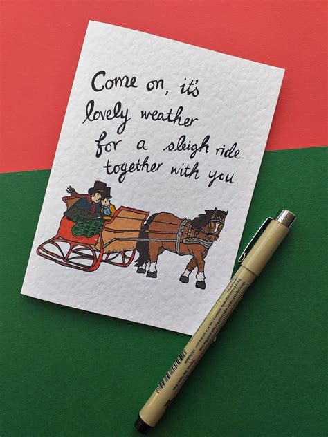 Two Men Same Sex Sleigh Ride A6 Card With Envelope Jenny Grene Illustration