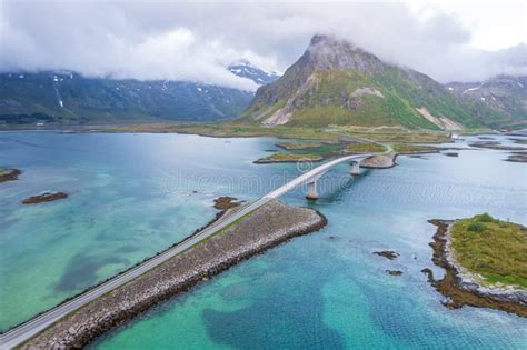 Aerial View Of Bridge On Lofoten Islands In Norway Stock Image Image