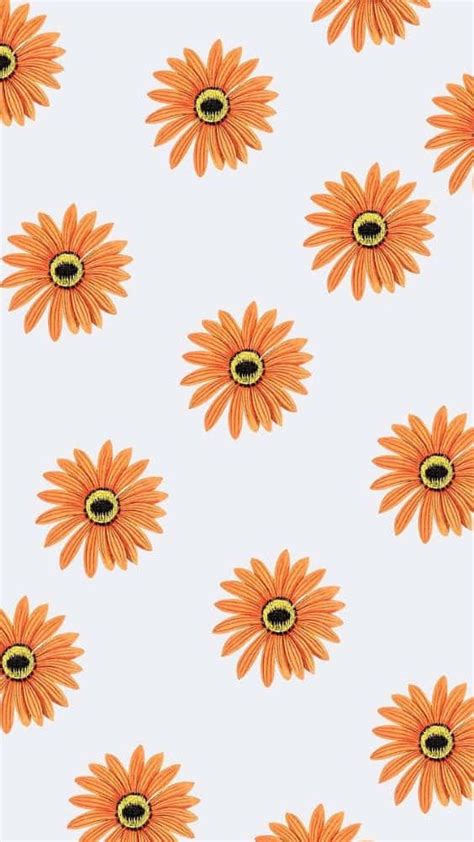 Download Orange Flowers Pattern Wallpaper