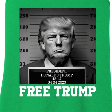 Free Donald Trump Mug Shot Ladies Essential Tank Teeshirtpalace