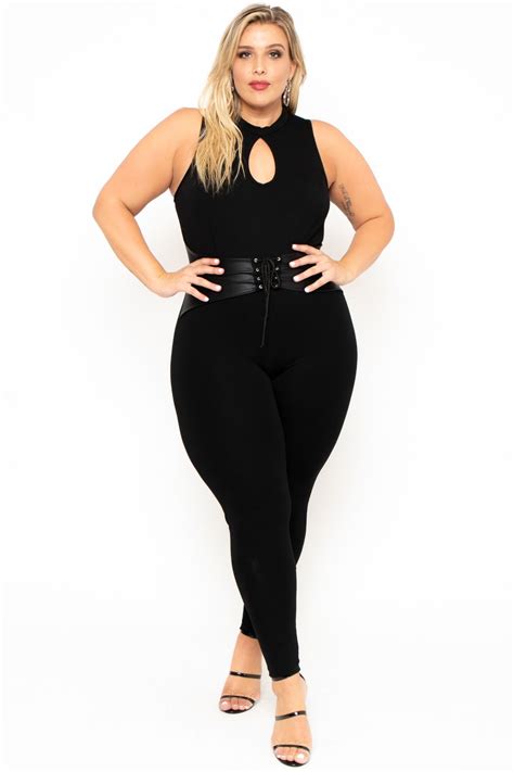 Plus Size Waist Snatcher Jumpsuit Black Plus Size Fashion For Women