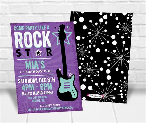 Rock Star Birthday Party Invitation Printable Girls Party E Rock