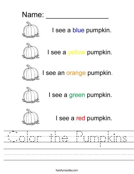 Color The Pumpkins Worksheet Twisty Noodle