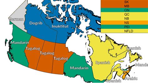 This Map Of Canada Shows The Most Common Spoken Language Other Than