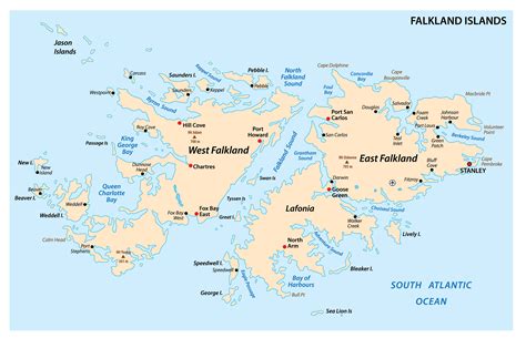 Large Detailed Relief And Road Map Of Falkland Island