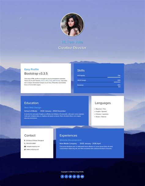 User Profile Html Css Template Free Download Printable Templates