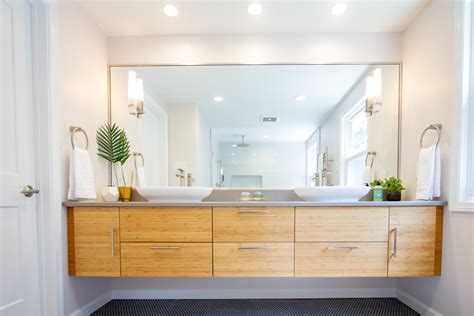 Zen Inspired Bathroom With A Beautiful Bamboo Floating Vanity Dura